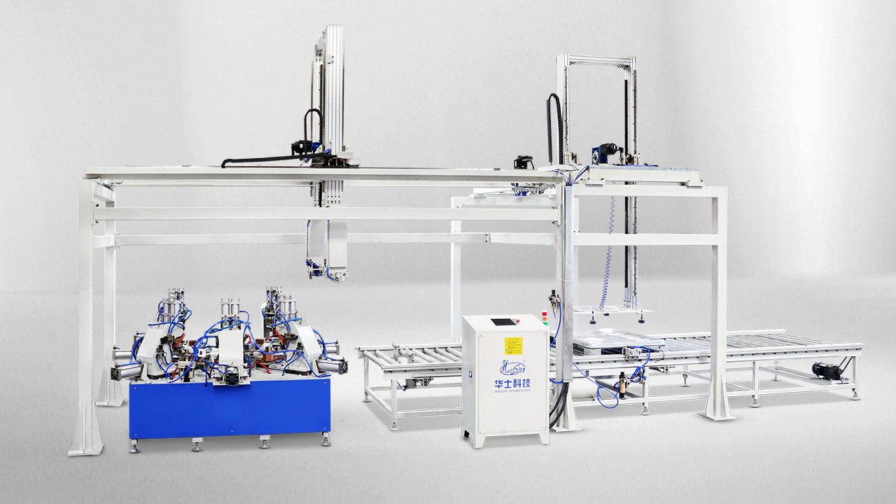 IBC吨桶底框自动焊接、出料、翻转、组合、打螺丝生产线