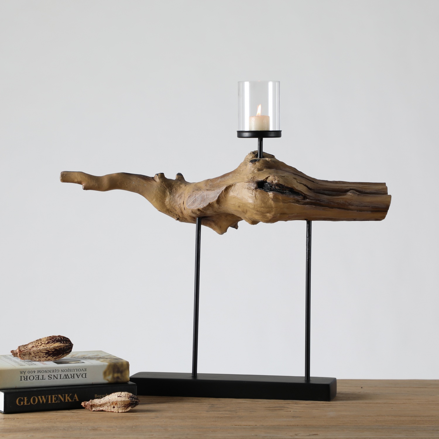 Luxury Rustic Antique Distressed Decorative Wooden Pillar Candle Holder Art Design Candle Holder For home Decor
