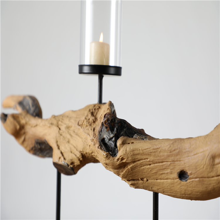 Luxury Rustic Antique Distressed Decorative Wooden Pillar Candle Holder Art Design Candle Holder For home Decor