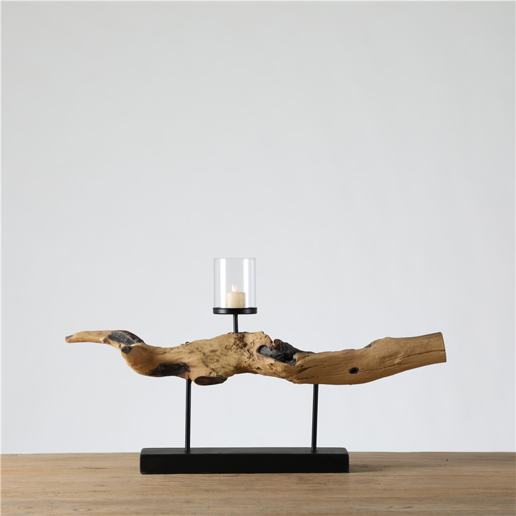 Luxury Rustic Antique Distressed Decorative Wooden Pillar Candle Holder Art Design Candle Holder For home Decor