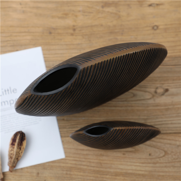 Manufacturer Modern Decoration flat Round Resin Flower Vase For Table