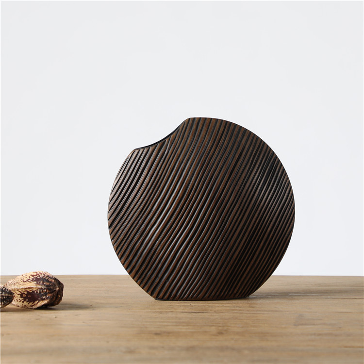 Manufacturer Modern Decoration flat Round Resin Flower Vase For Table