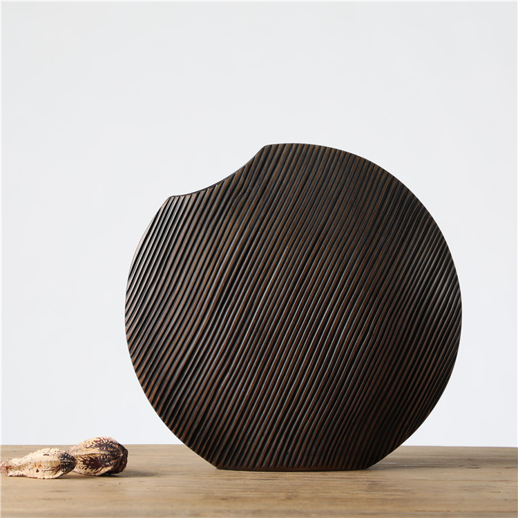 Manufacturer Modern Decoration flat Round Resin Flower Vase For Table