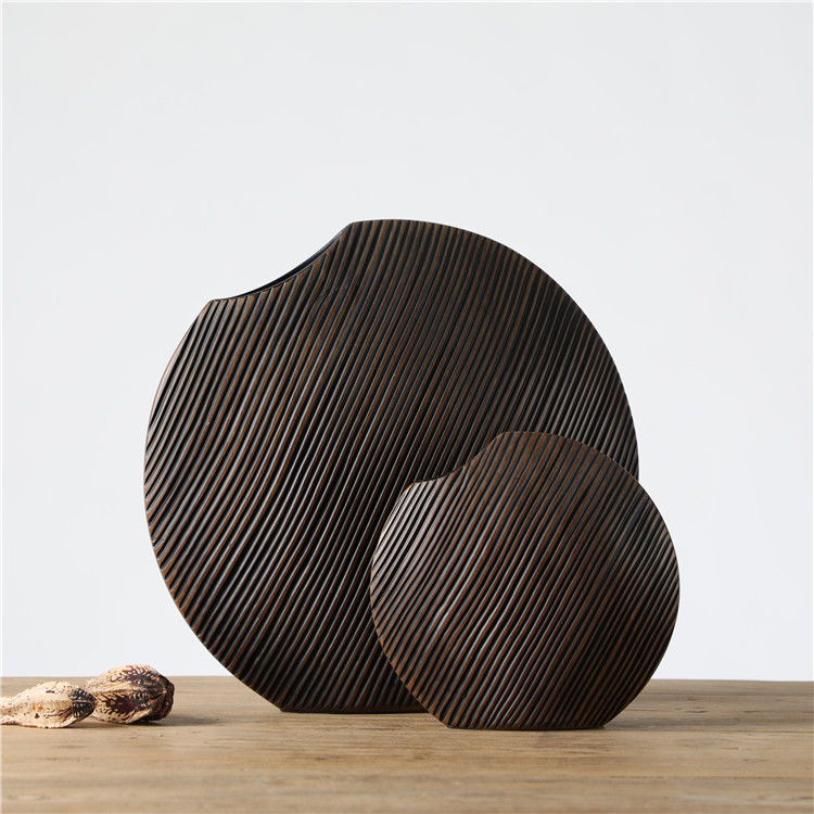 Manufacturer Modern Decoration flat Round Resin Flower Vase For Table