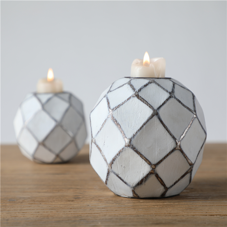 Modern Polygon Resin Craft Vintage Candlestick Holder For Gift