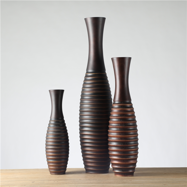 High End Elegant Polyresin Art Floreros Crafts Home Decorative Modern Black Vase