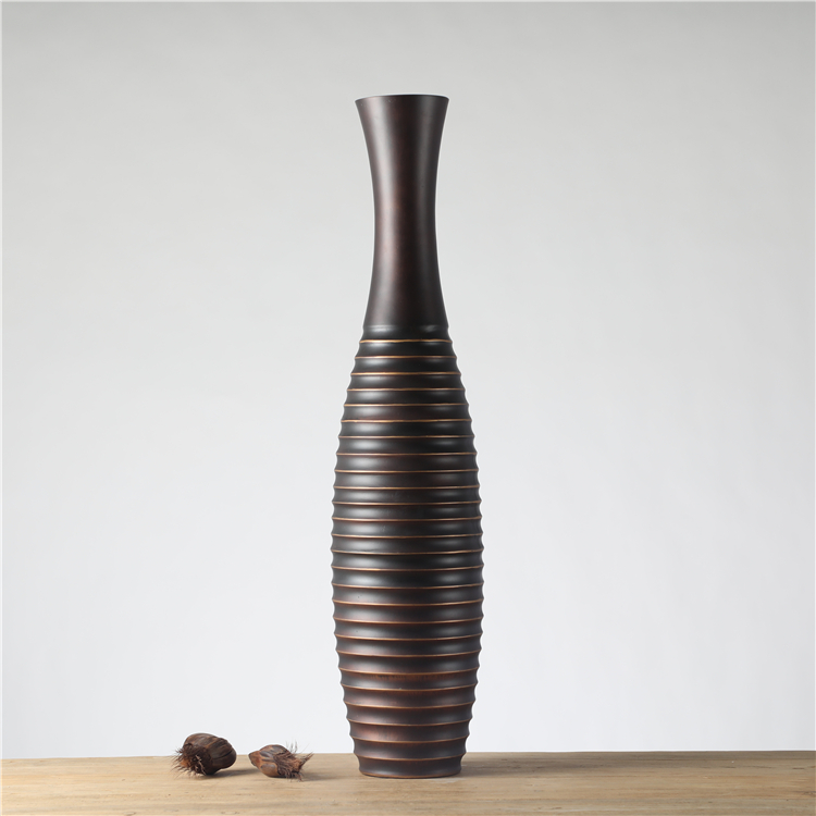 High End Elegant Polyresin Art Floreros Crafts Home Decorative Modern Black Vase