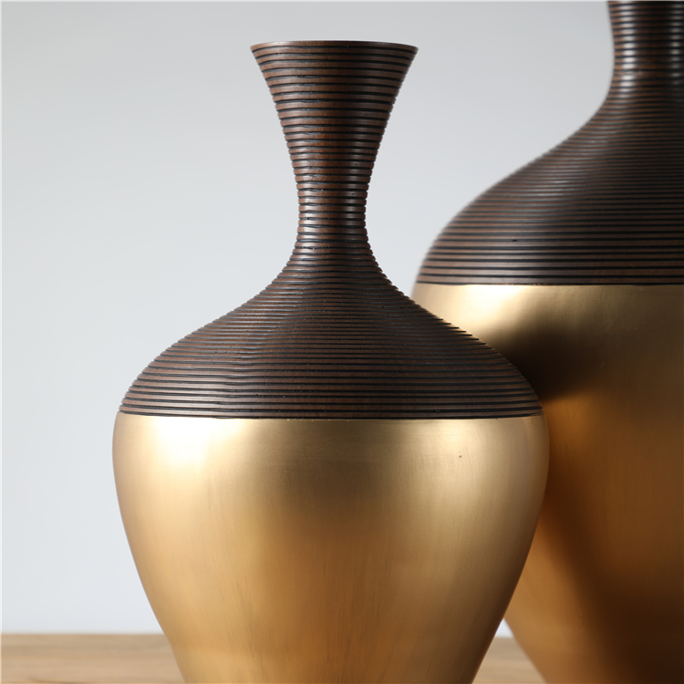 Europe Home Decorations Polyresin Desktop Decor Gold Vase Handmade Design Floor Tall Vase Decor