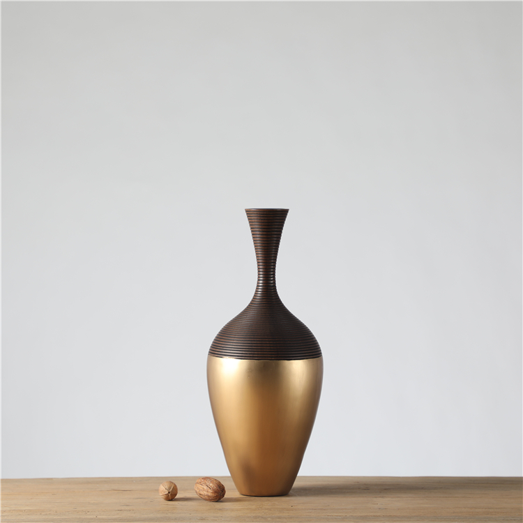 Europe Home Decorations Polyresin Desktop Decor Gold Vase Handmade Design Floor Tall Vase Decor