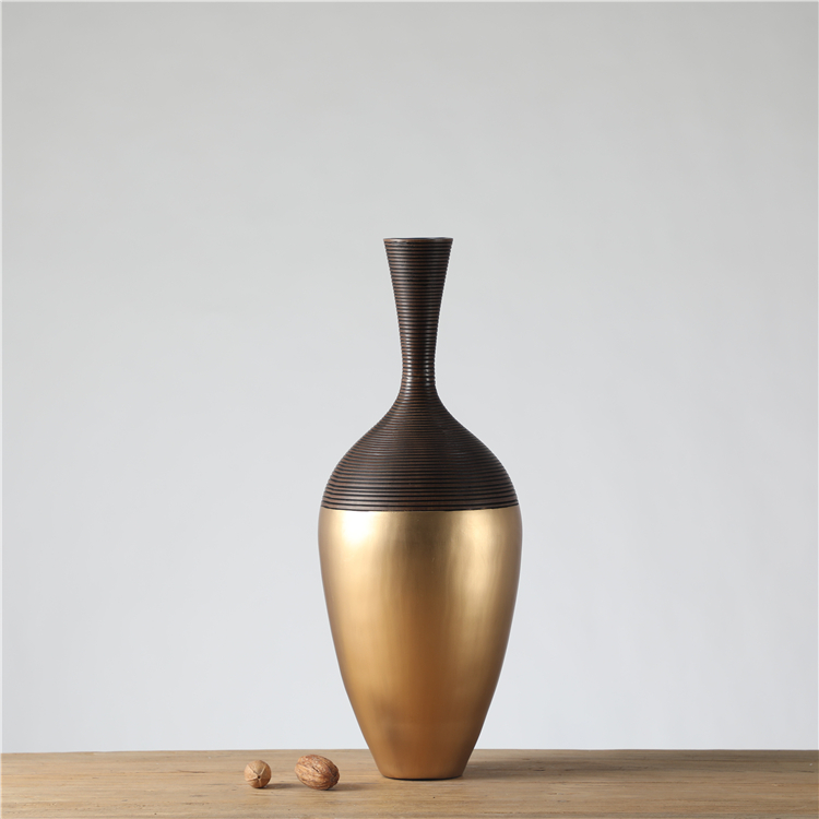 Europe Home Decorations Polyresin Desktop Decor Gold Vase Handmade Design Floor Tall Vase Decor