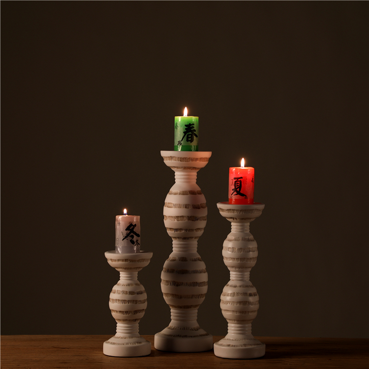 High Quality Country Style Polyresin Home Decor Tall Candle Holder Candlestick Holder