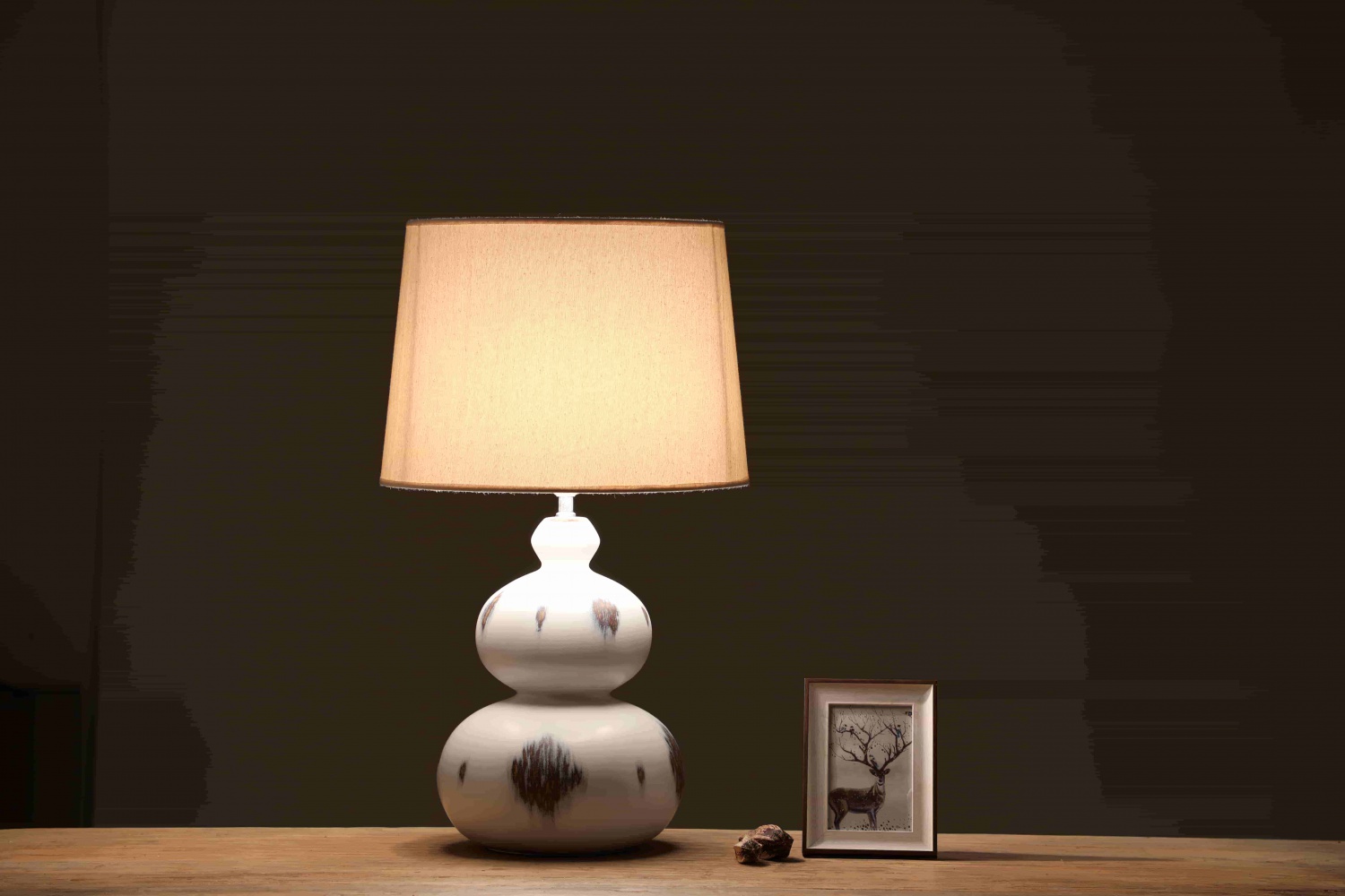 Bedside Table Lights Bottle Gourd Shape Resin Decorative Lamp For Living Room