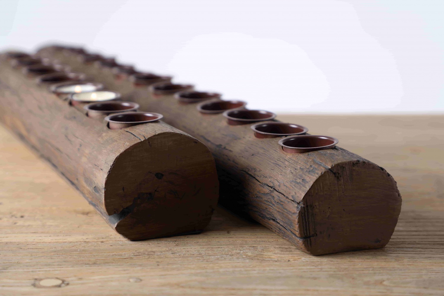 Interior design Antique Resin Long Wooden Tealight Candle Holder For Home Decor