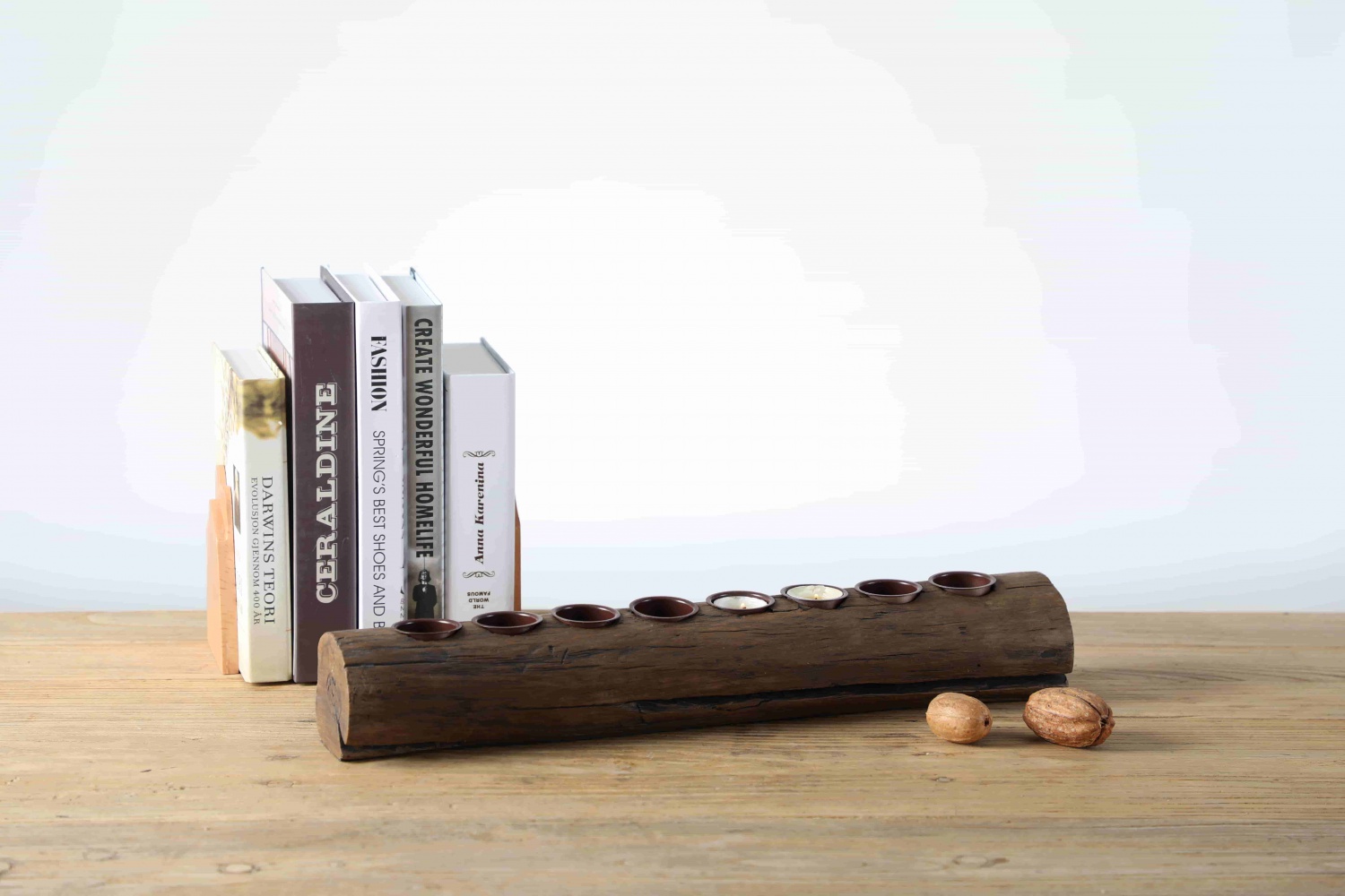 Interior design Antique Resin Long Wooden Tealight Candle Holder For Home Decor