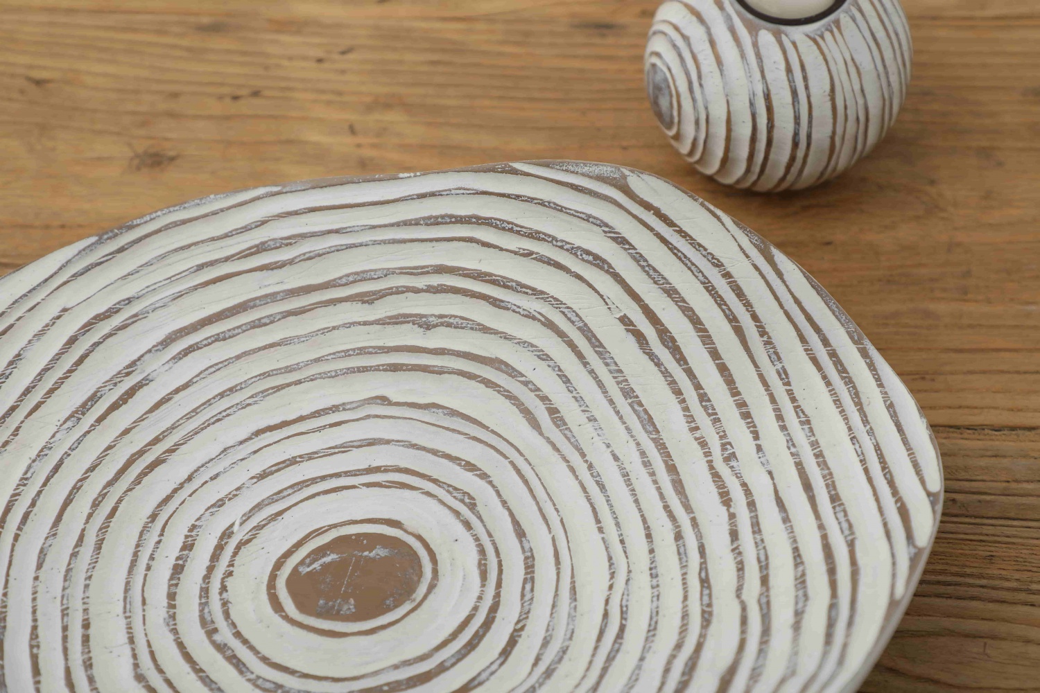 Handmade Exotic Resin ribbed Decoration Candle Holder and Tray