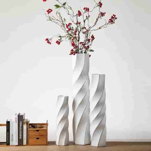 Wholesale resin crafts & gifts modern design simple style white ornaments living room goods decoration floor resin vase