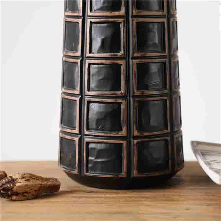 Traditional Home Hotel Living Room Decor Vintage Fabric Shade Carved Resin Table Lamp