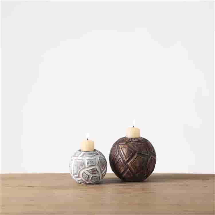 Handmade craft antique design embossed candlestick tray nordic decorative resin tray set decoration candlestick with tray