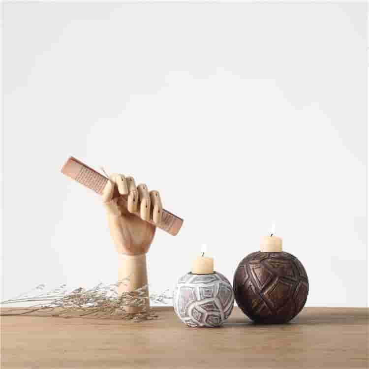 Handmade craft antique design embossed candlestick tray nordic decorative resin tray set decoration candlestick with tray