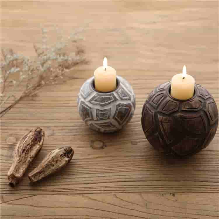 Handmade craft antique design embossed candlestick tray nordic decorative resin tray set decoration candlestick with tray