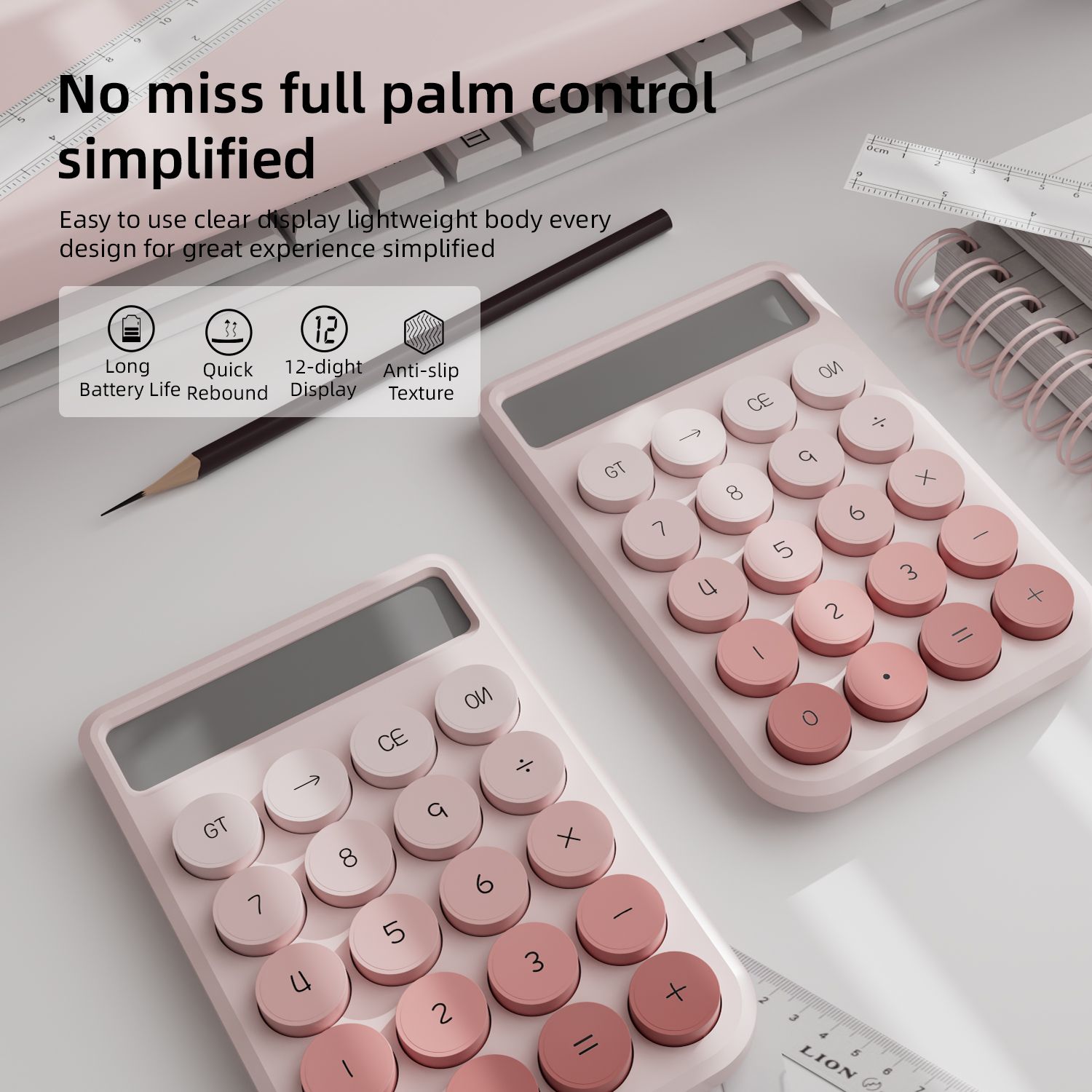 Vyvylabs 10-Digit Electronic Calculator Pink