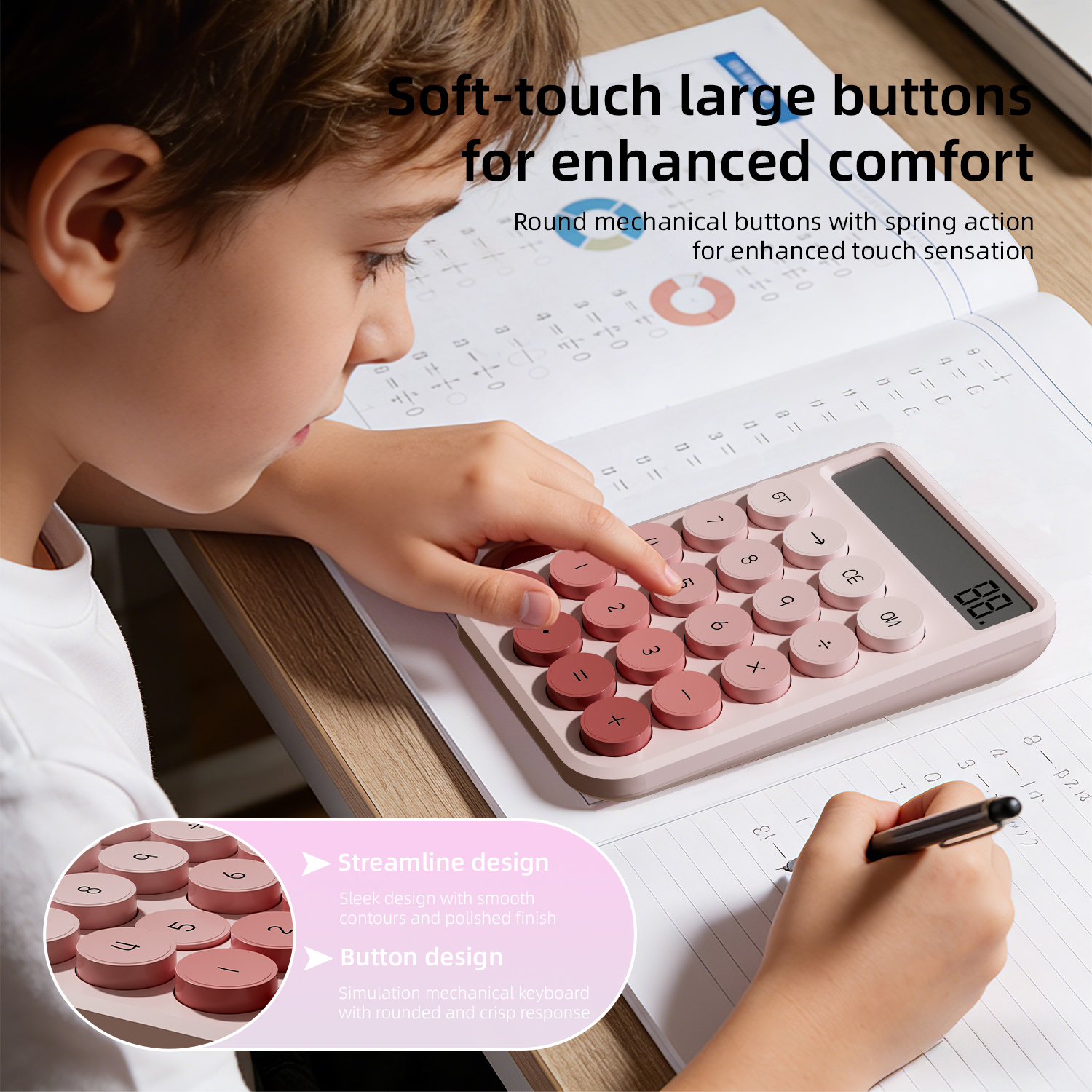 Vyvylabs 10-Digit Electronic Calculator Pink