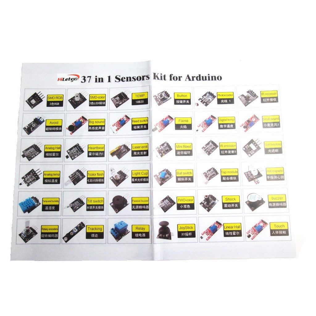 37 Sensors Assortment Kit 37 in 1 Sensor Module Starter Kit for Arduino ...