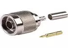 Brass RF Coaxial Connectors For RG58 Cable , Straight Crimp Connector N Male Plug