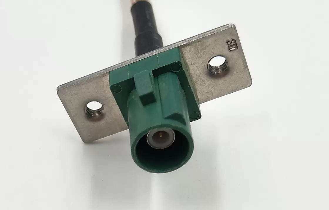 RoHs Fakra Connector Assembly Coding E With Metal Mounting Plate RG 178 Cable