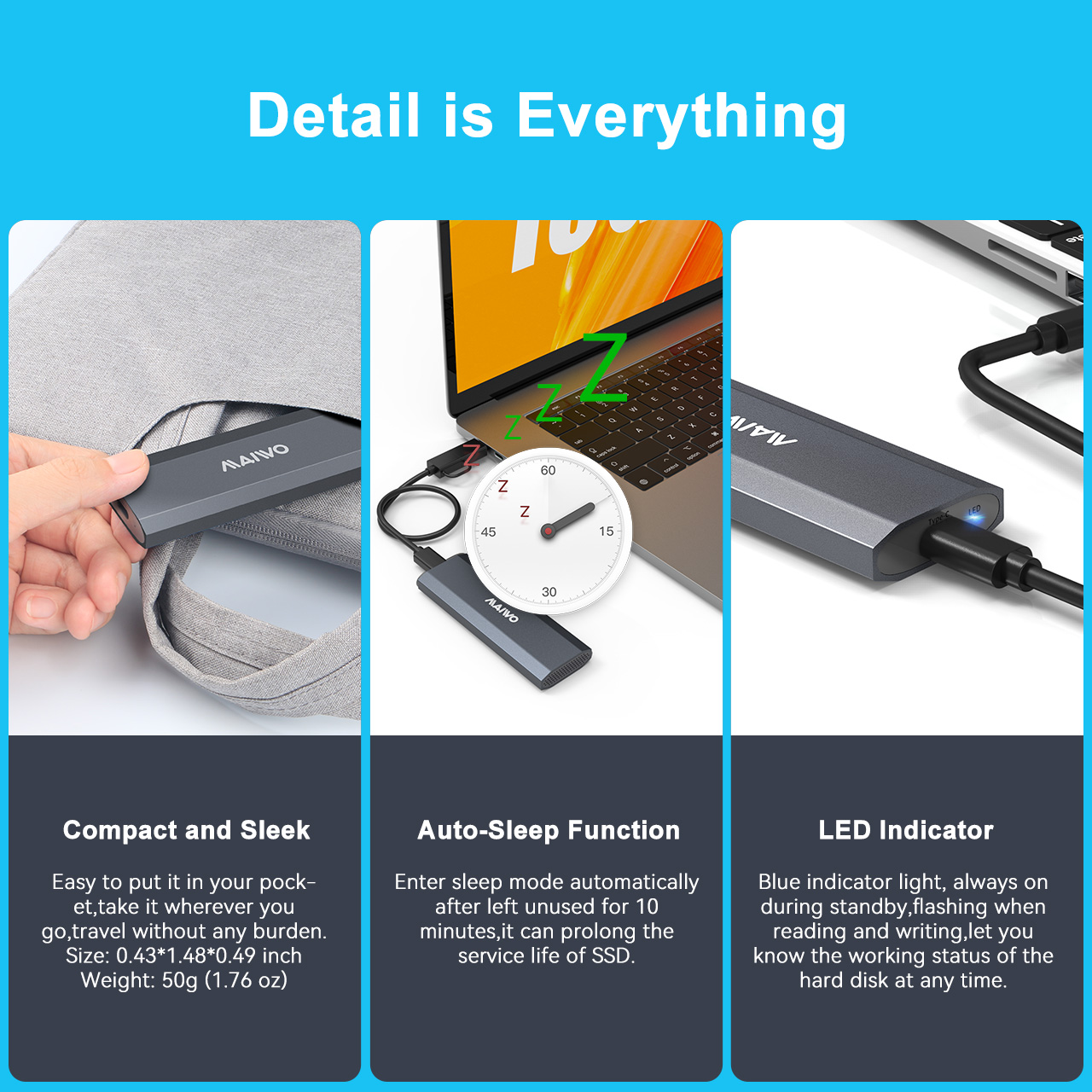 Usb3 2 gen2 10gbps nvme m 2 ssd enclosure