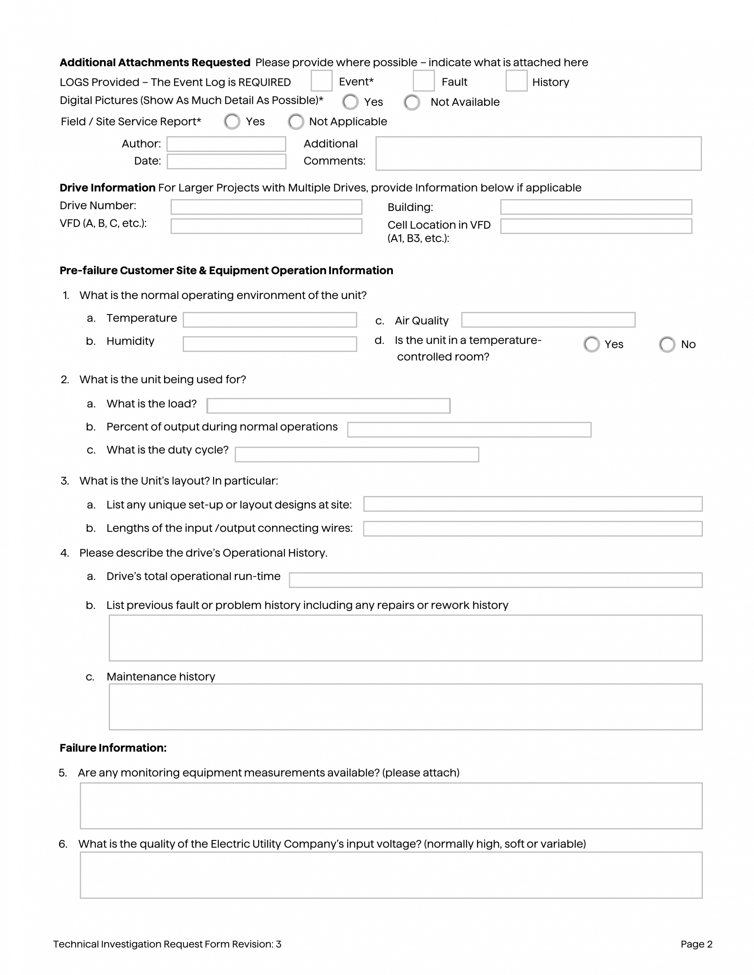 Technical Investigation Information Request Form SINAMICS Perfect ...