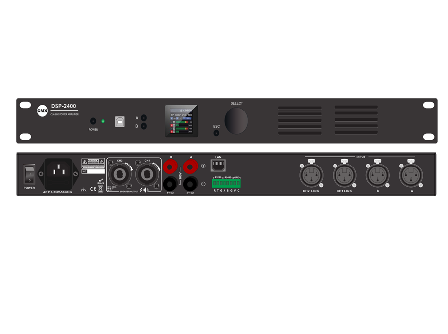 DSP-2400 DSP-2300 DSP-2200 Stereo Power Amplifier with DSP & Dante