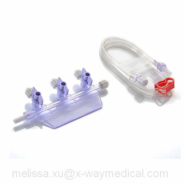 One-handed Clinical simultaneous multiple infusion drug delivery manifold with tube, fast emergency multi-channel fixation blood transfusion system device three port stopcock