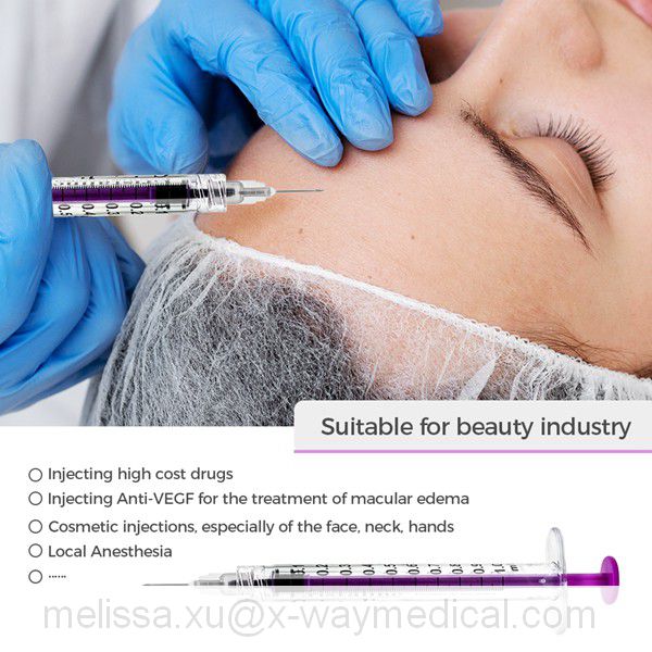1ml Low Dead Space Needle with PC Syringe, crystal zero residue piston beauty plastic aesthetic surgery injection syringes