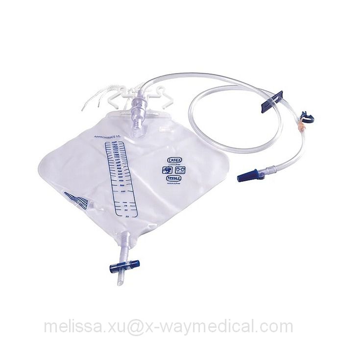 2000ml 4000ml Economical Urinary drainage collecting vessel, Labex free Urine collection bag with non-return valve
