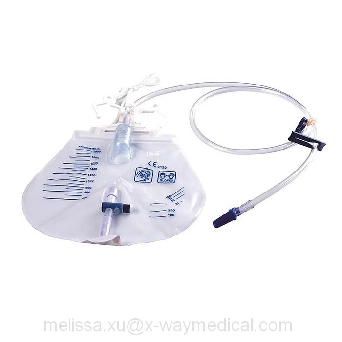 2000ml 4000ml Economical Urinary drainage collecting vessel, Labex free Urine collection bag with non-return valve