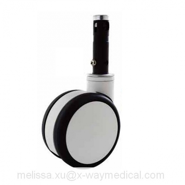 125mm 150mm total free Twin wheels central locking caster, 30 45 degree pedal direction double ball bearings trundle truckles for hospital bed equipment