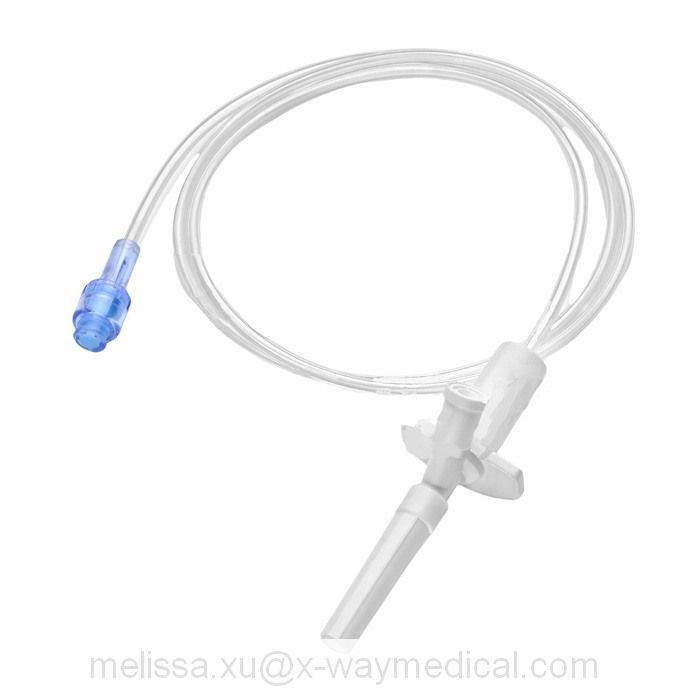 Low pressure contrast media agent Transfer set with clave spike and dual non-return check valve T connector