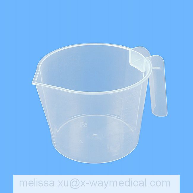 Laboratory Medical 1200ml Handled Measuring Cup with Scale, 1400ml Hospital Medicine Glass Test Mixer with Handle and Graduations