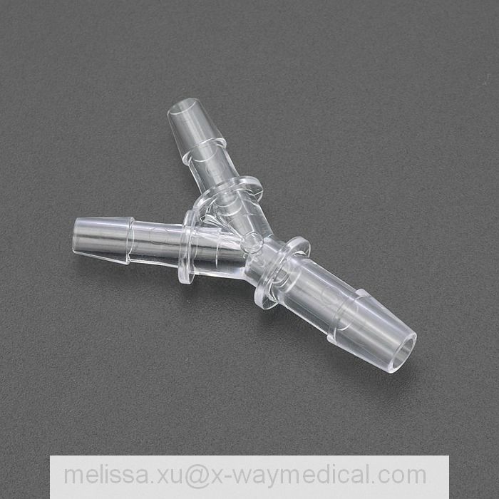 Medical 1.6mm to 6.4mm Three-way Y-connector joint for drainage connecting tube, three way Y-Type Stepped hose pipe connector with barb adapter
