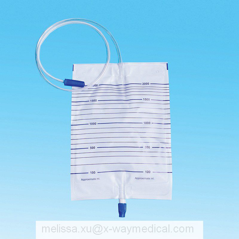 Medical PVC 1000ml 1500ml 2000ml Economic Urine Bags with Push-pull valve, cheap Economical Ureteral drainage collection bag