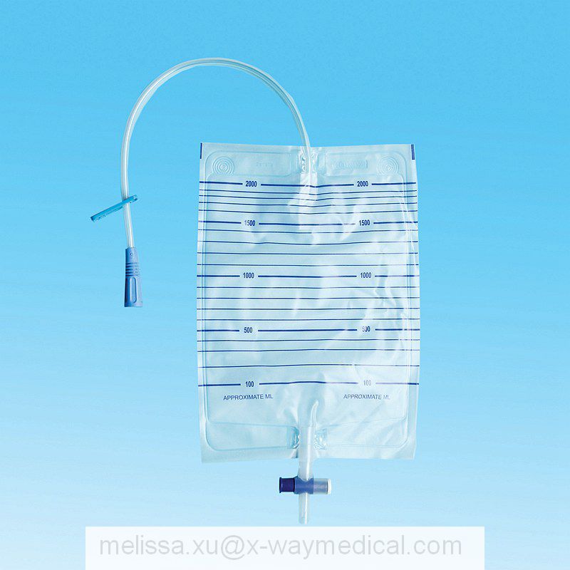 Medical PVC 1000ml 1500ml 2000ml Economic Urine Bags with Push-pull valve, cheap Economical Ureteral drainage collection bag
