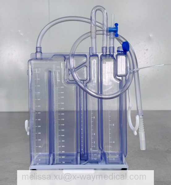1600ml 2000ml Thoracic drainage bottle with Connecting Chamber for pneumothorax or pleural effusion, thorax hydrothorax chest drainer container