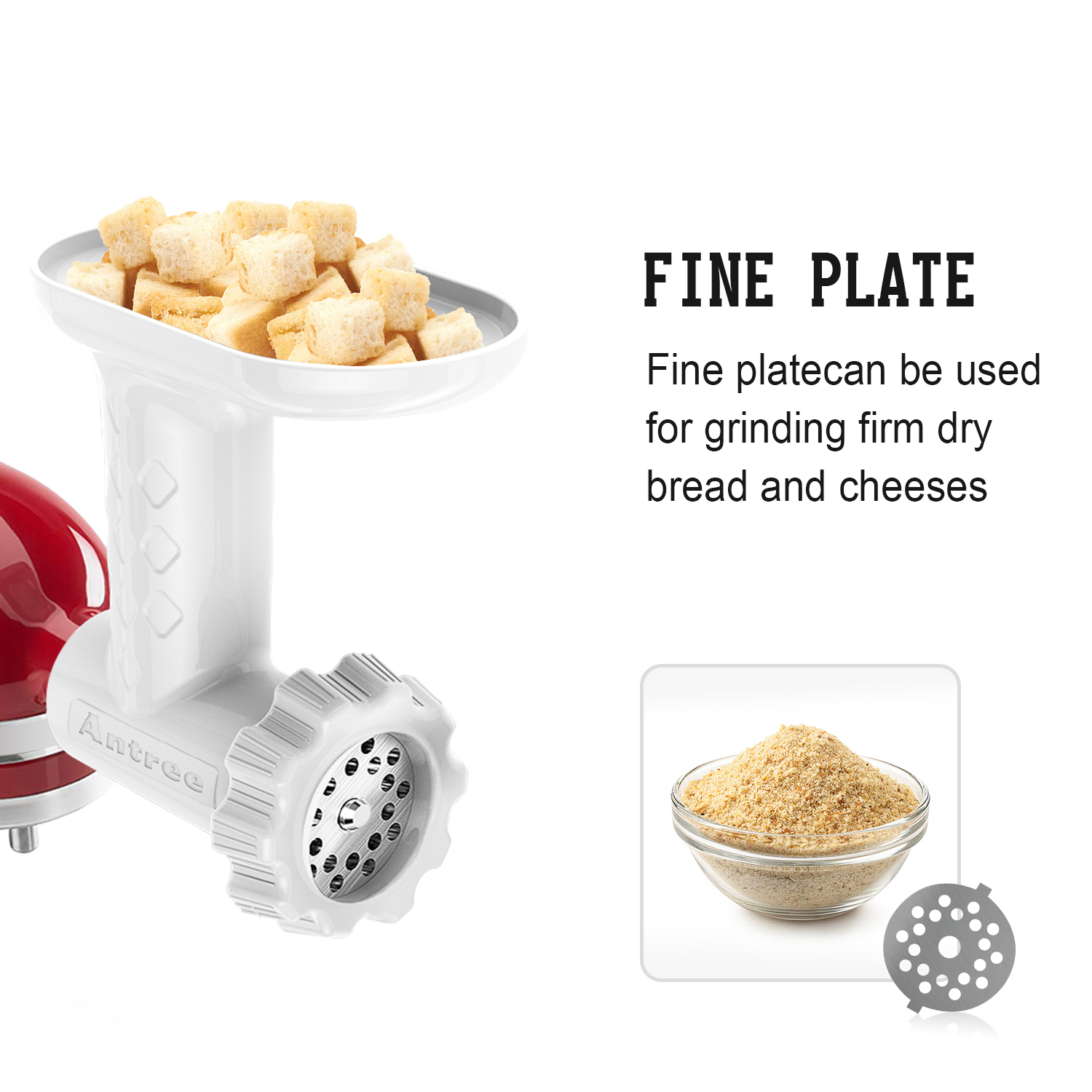 Antree Food Grinder Attachment for KitchenAid Stand Mixers, Includes