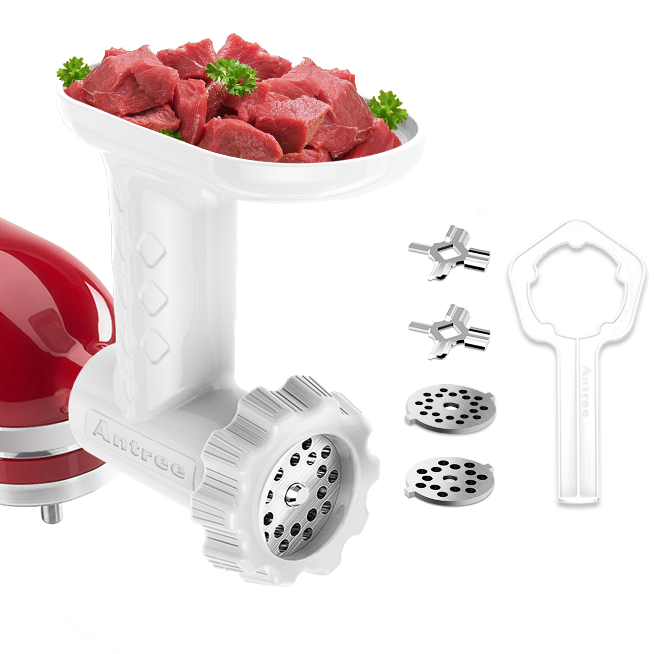 Antree Food Grinder Attachment for KitchenAid Stand Mixers, Includes