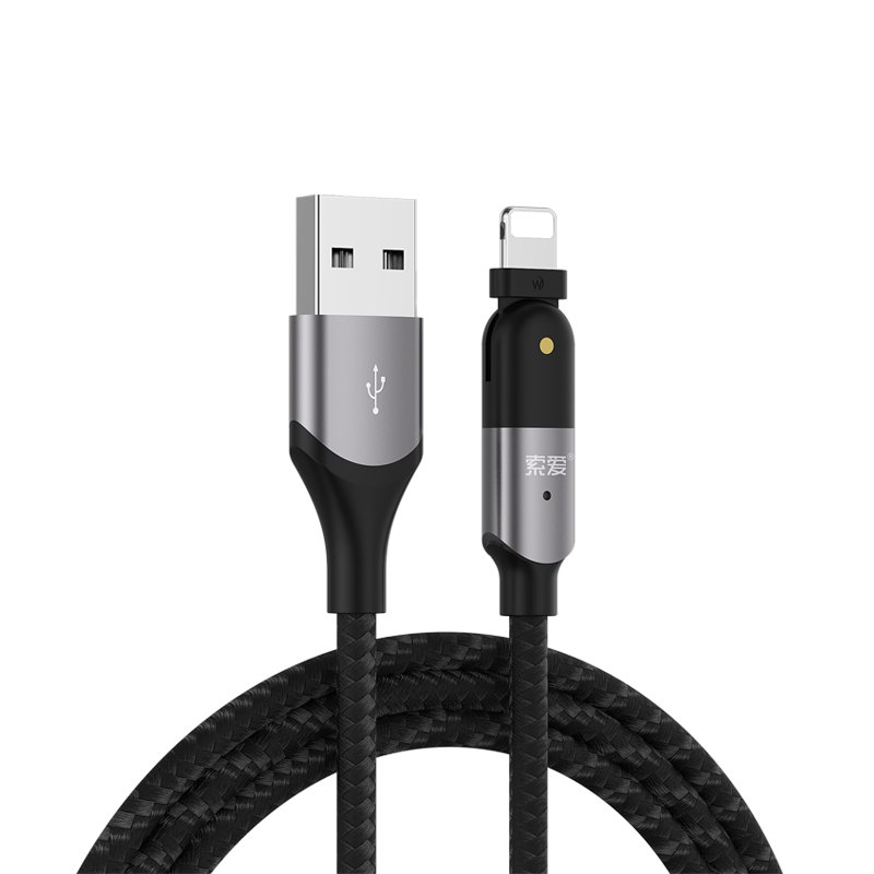 SOAIY 180 degree rotating head i8 ix i11 i12 2A fast charging charger data usb charger cable