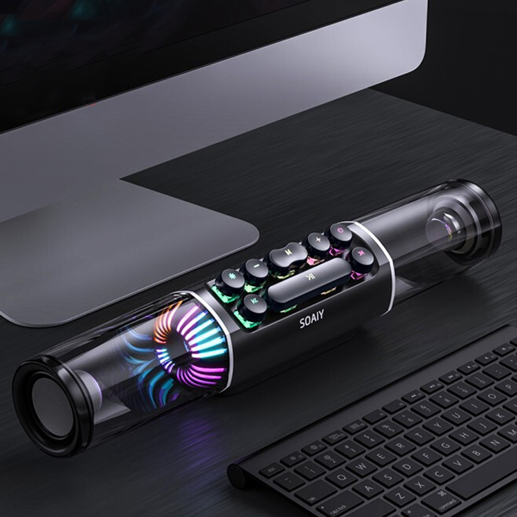 SOAIY SH19 gaming version Bluetooth sound bar wired RGB led light gaming speakers