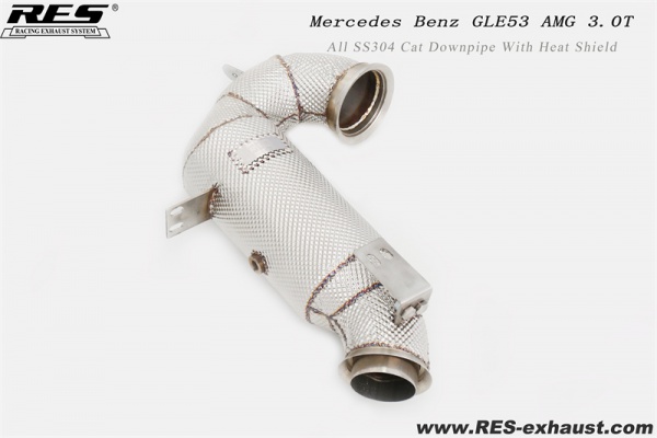 Mercedes Benz GLE53 AMG 3.0T AlI SS304 Cat Downpipe With Heat Shield