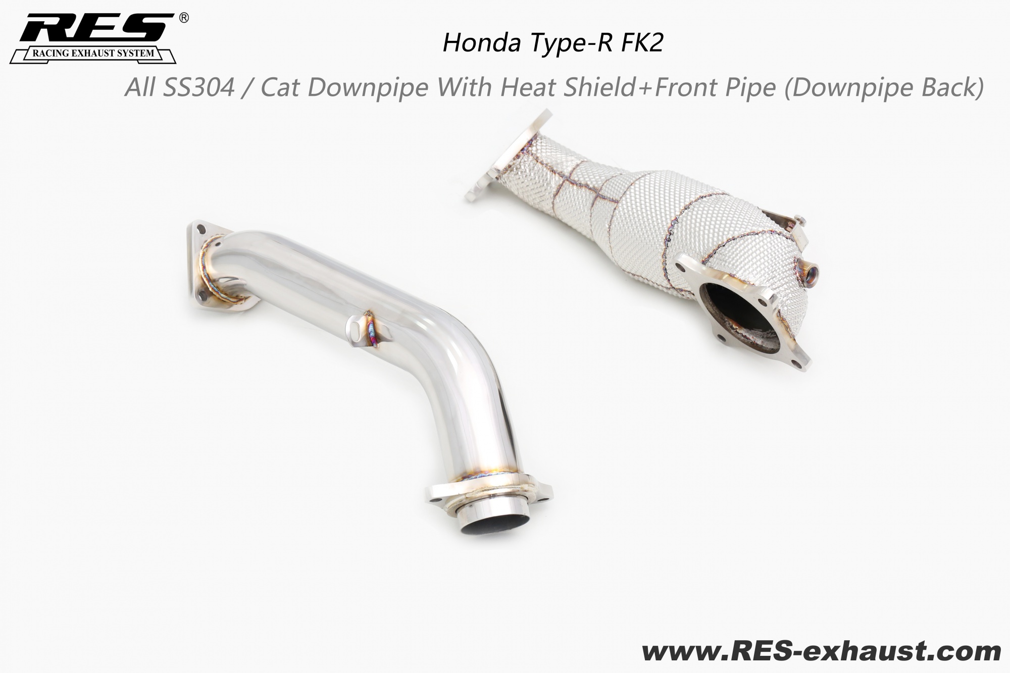 Honda Type-R FK2 All SS304 / Cat Downpipe With Heat Shield+ Front Pipe ...