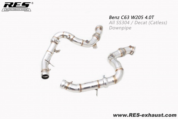 Mercedes Benz C63 W205 All SS304 / Decat (Catless) Downpipe
